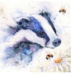 Endearing greetings card showcasing Sandi Mower’s playful Badgering The Bees design