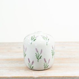 Elegant vase featuring hand-painted lavender sprigs for a serene, botanical touch