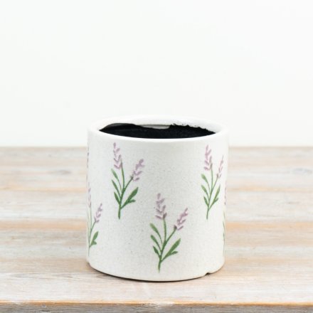 Delicate lavender sprig design on a soft cream base