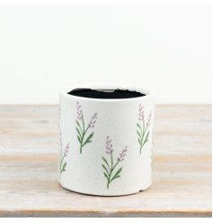 Delicate lavender sprig design on a soft cream base