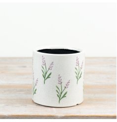 Delicate lavender sprig design on a soft cream base