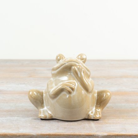 a quirky shiny sitting frog ornament 