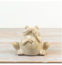 a quirky shiny sitting frog ornament 