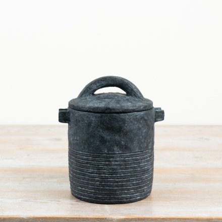 charming black rustic jar with a practical lid for versatile home storage