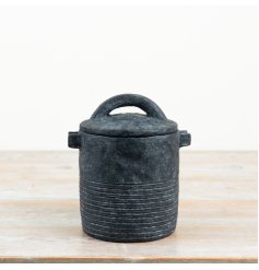 charming black rustic jar with a practical lid for versatile home storage