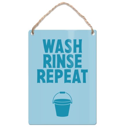 9cm Wash Rinse Repeat Dangler Sign