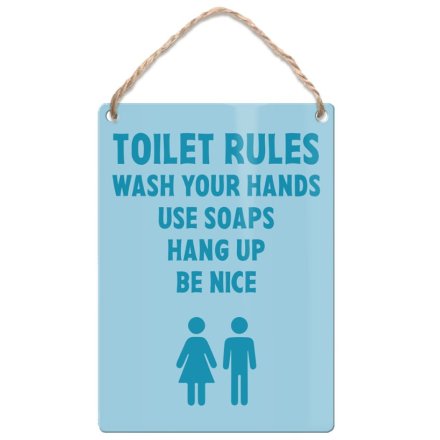 Toilet Etiquette Metal Mini Hanging Sign, 9cm