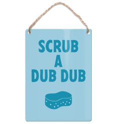 Add a charming touch to your bath with this metal mini dangler sign