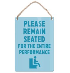 Charming blue metal dangler sign, perfect for adding a touch of humour to your toilet or bathroom
