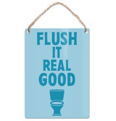 Add a touch of humour to your loo with this vintage metal dangler sign