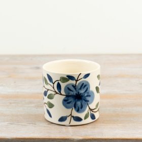 delightful blue flowered plant pot for your indoor greenery