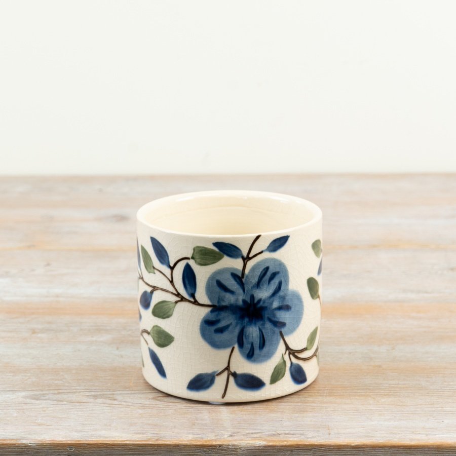 delightful blue flowered plant pot for your indoor greenery