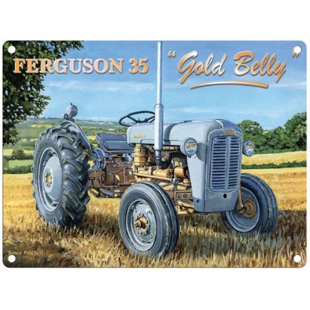 20cm Ferguson Gold Belly Metal Sign