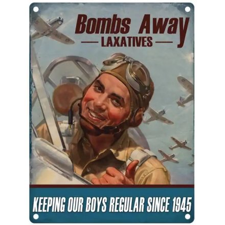 20cm Bombs Away Metal Sign.