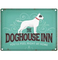 charming metal sign for dog enthusiasts with a cheeky twist