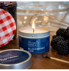 Envelop your home in the sumptuous, fruity fragrance of blackberry jam with this delightful tin candle