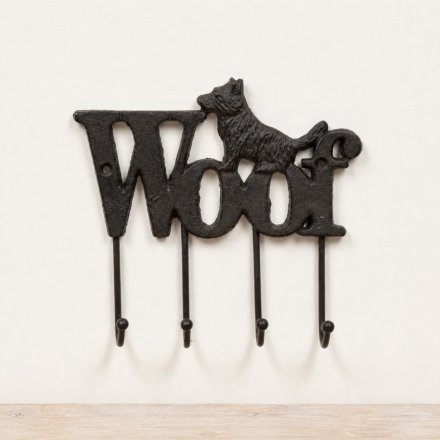 Woof Cast Iron Dog Hooks, 19cm