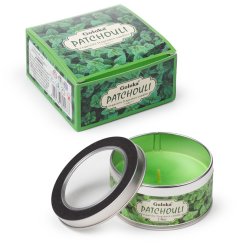 Fill your space with the warm, earthy aroma of patchouli in a sleek, travel-friendly candle tin