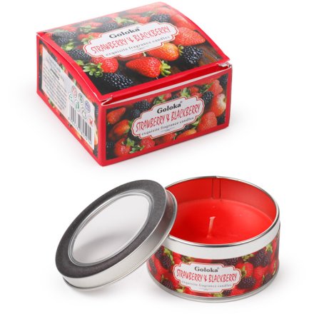 8cm Goloka Strawberry & Blackberry Wax Candle Tin