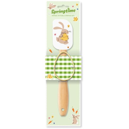 Bunny Rabbit Spatula and Egg-Shaped Cookie Cutter Set, 25cm