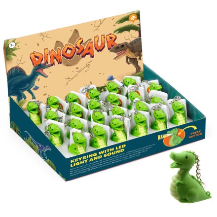LED Roaring Dinosaur Keyring, 4cm 