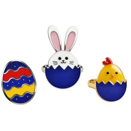 Spring Egg, Chick and Bunny Mood Ring, 2cm
