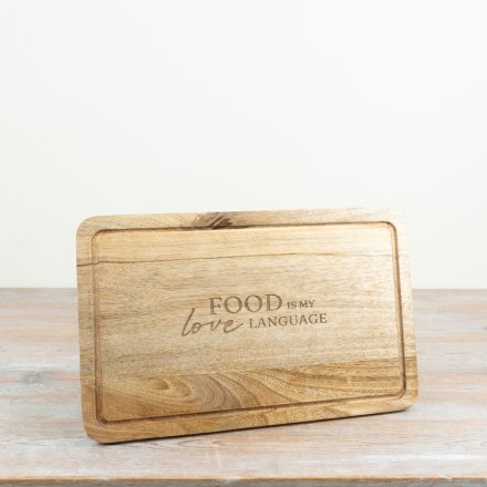 Express your love for cooking and hosting with this elegantly engraved wooden board