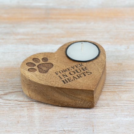 Rustic Heart-Shaped Paw Candle Holder, 10cm