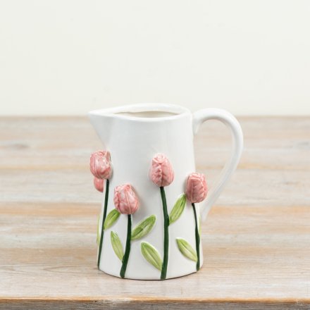 Delightful 3D pink tulip jug ideal for Mother's Day gifts and fresh spring displays