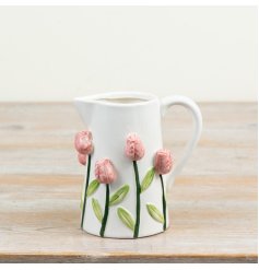 Delightful 3D pink tulip jug ideal for Mother's Day gifts and fresh spring displays