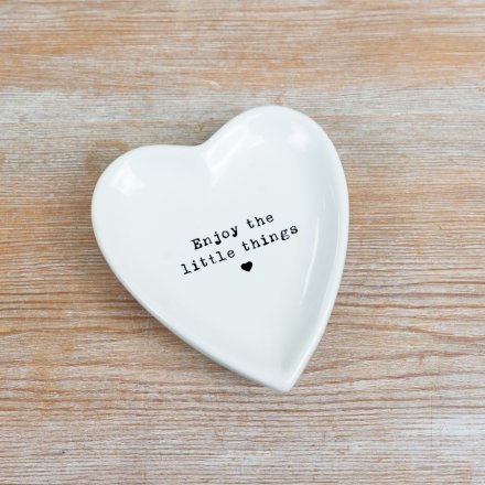 'Enjoy the Little Things' Heart-Shaped Dish, 10cm