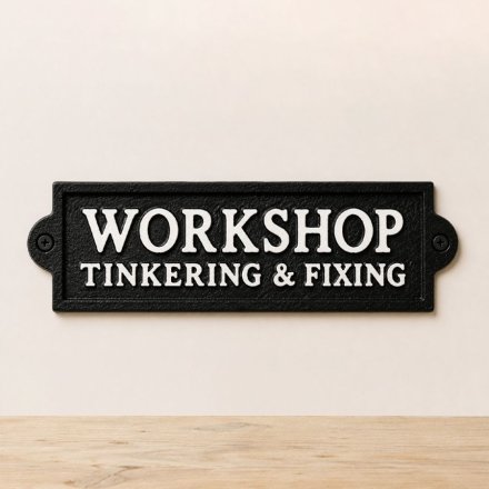 Vintage Style Cast Iron Workshop Sign, 21.8cm