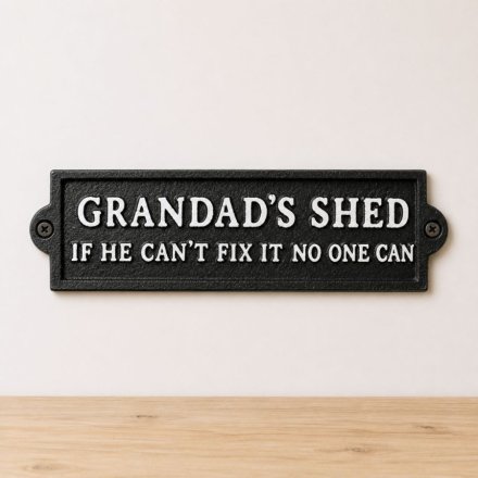 Grandad's Shed Cast Iron Plaque, 21.8cm