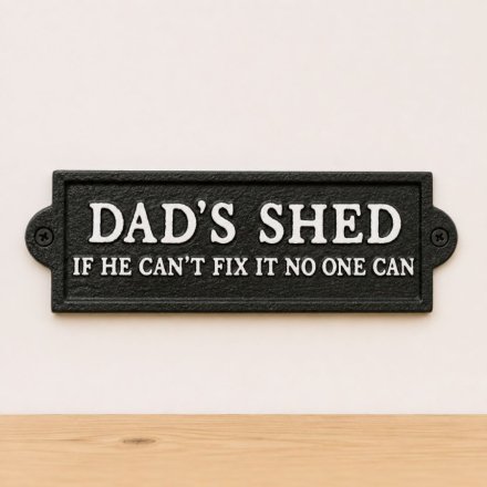 Dad's Shed Cast Iron Wall Sign, 21.8cm