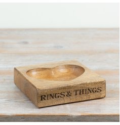 rustic engraved wooden heart trinket dish ideal for organising small essentials