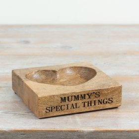 A finely made solid wood dish to cherish and organise a mother’s precious keepsakes