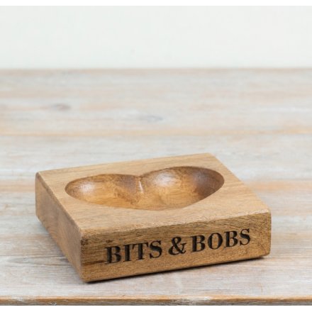 Bits & Bobs Heart Wooden Key Tray, 15cm