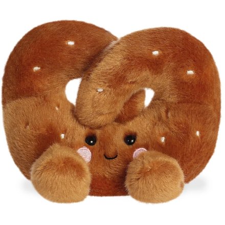 Soft and cuddly palm-sized plush pretzel toy perfect for little hands