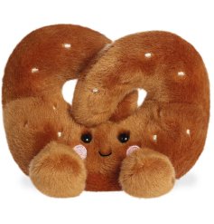 Soft and cuddly palm-sized plush pretzel toy perfect for little hands