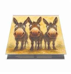A fun memo pad with fun donkeys on the front 