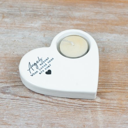 Angel Appears Ceramic Heart Candle Holder, 10cm