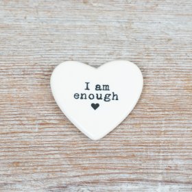 Delicate porcelain heart bearing an empowering affirmation to nurture confidence and serenity