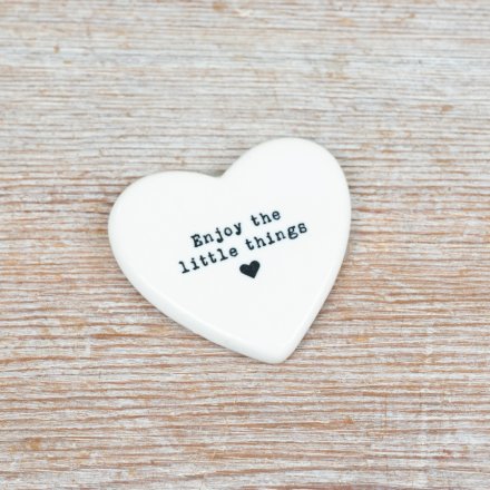 'Enjoy The Little Things' Heart Token, 4.3cm 