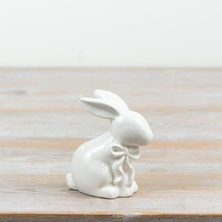 Glossy White Bunny Figurine, 9.2cm