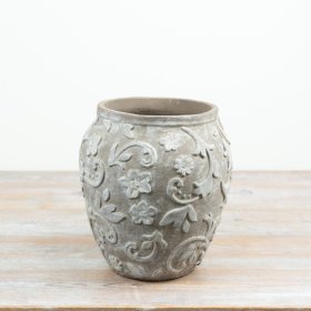 a chic urn-shaped vase with detailed embossed design