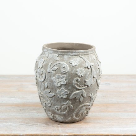 Embossed Flower Vase, 24cm 