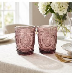  Elegant pressed-glass texture with a raised circular medallion motif offers a nostalgic, classic look.