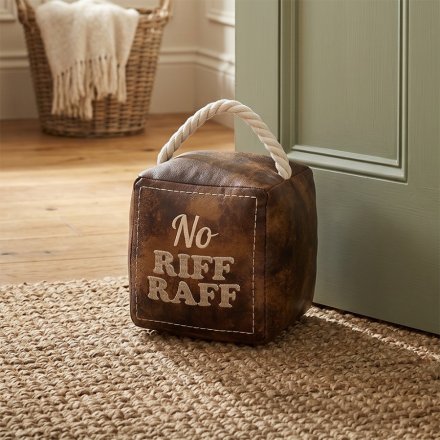 Square Faux Leather No Riff Raff Door Stop