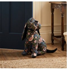 Endearing Basset hound doorstop embellished with iconic William Morris motifs