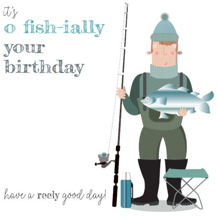 Fishing Themed Birthday Card, 15cm 